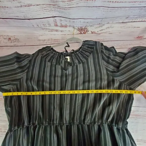 Terra & Sky Black Stripe Peasant Cottagecore Maxi Dress 4X Ruffle Farm Country - Picture 13 of 16